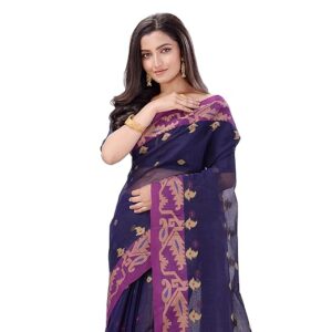 TANTLOOM Tantaloom Women`s Traditional Wiven Handloom MineKarat Design Pure Cotton Woven Saree Without Blouse Piece